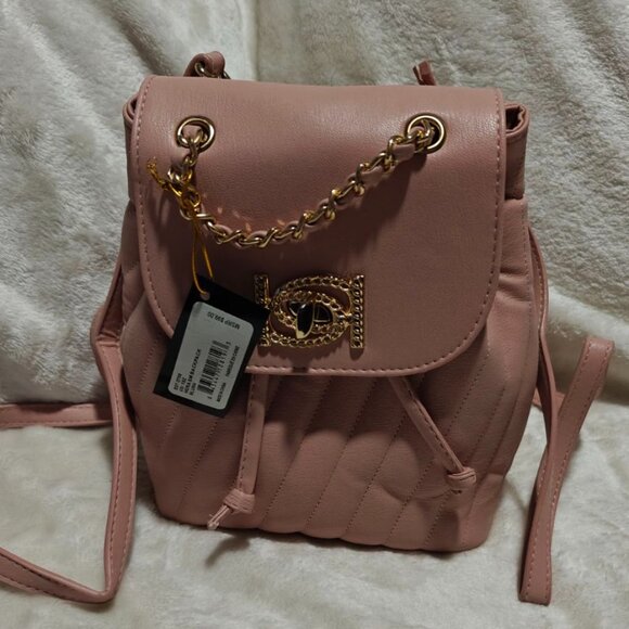 Bebe Baby Pink Mini Backpack with Gold Hardware and Quilt Pattern - Picture 1 of 5